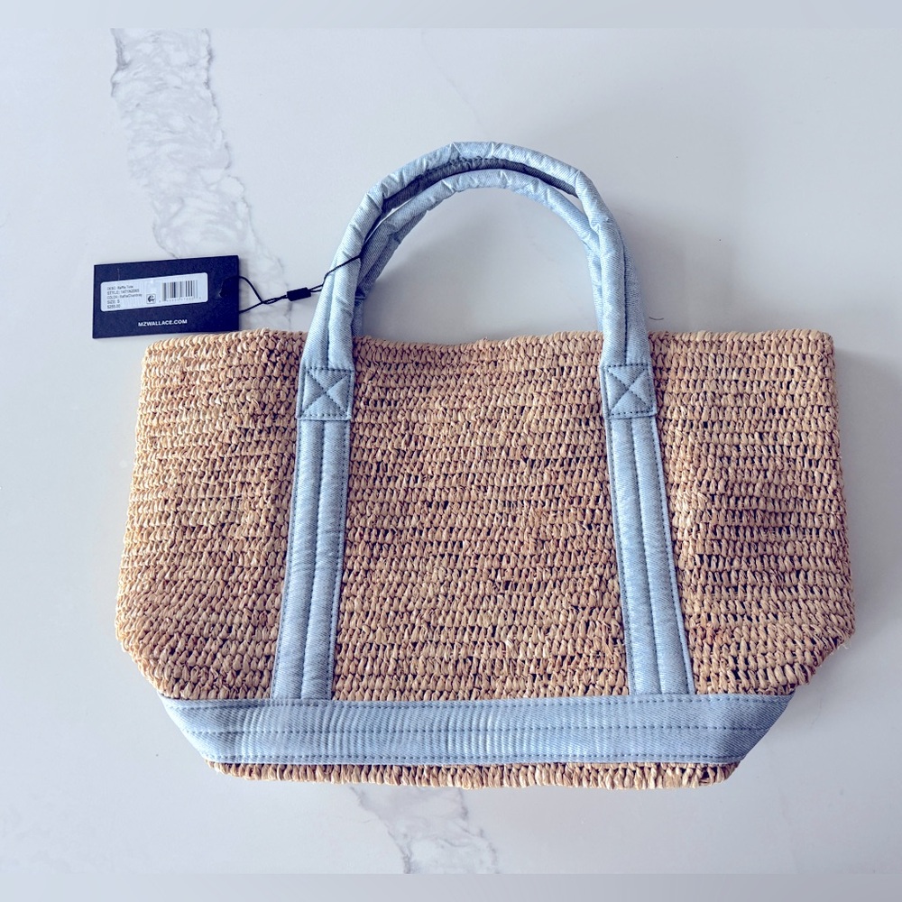 MZ Wallace Small Raffia Tote w/ Zippered Pouch NWT